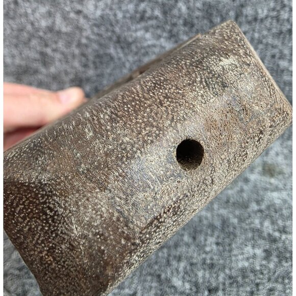 Vtg Hand Carved Wooden Elephant Figurine With Roller Tribal Folk Art - Picture 6 of 6